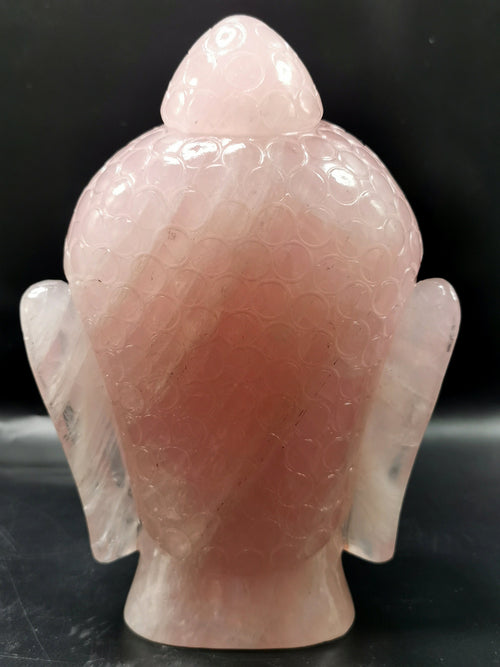 Rose Quartz crystal Buddha Face/Head - handmade carving of serene face of Lord Buddha - crystal/reiki/healing - 7.1 inch and 2.94 kg (6.47 lb)