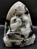 Moon stone Buddha - handmade carving of serene and meditating Lord Buddha - crystal/reiki/healing - 6 inches and 1.52 kgs (3.34 lb)