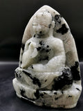 Moon stone Buddha - handmade carving of serene and meditating Lord Buddha - crystal/reiki/healing - 6 inches and 1.52 kgs (3.34 lb)