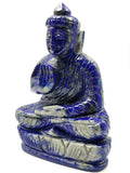 Lapis Lazuli gemstone Buddha - handmade carving of serene and meditating Lord Buddha - crystal/reiki/healing - 5.3 inches and 580 gms - 1 PIECE ONLY