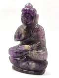 Amethyst gemstone Buddha - handmade carving of serene and meditating Lord Buddha - crystal/reiki/healing - 4.5 inches and 310 gms (0.68 lb)