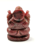 Rhodonite Handmade Carving of Ganesh - Lord Ganesha Idol | Sculpture in Crystals/Gemstones - Reiki/Chakra/Healing - 2 inches and 110 gms