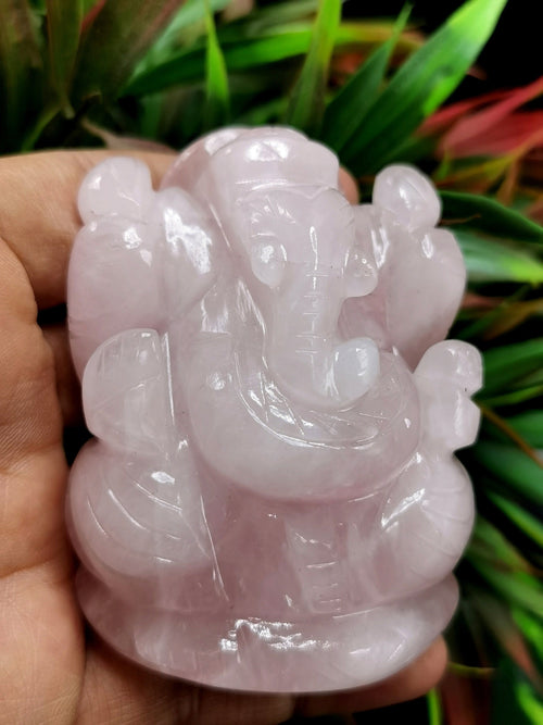 Rose Quartz gemstone Ganesh - 3 inches and 240 gms