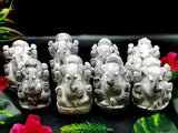 Howlite Ganesha Handmade Carving - Lord Ganesha Idol | Sculpture | Murti in Crystals -Reiki/Chakra - 2.5 in and 210 gms - ONE STATUE ONLY