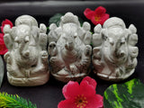 Howlite Ganesha Handmade Carving - Lord Ganesha Idol | Sculpture | Murti in Crystals -Reiki/Chakra - 2.5 in and 210 gms - ONE STATUE ONLY
