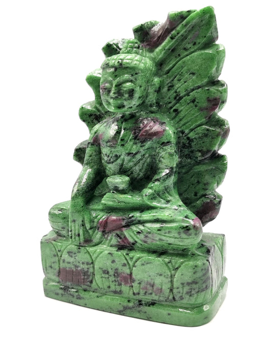 Ruby ziosite amazing hand carved Buddha - carving of serene and meditating Lord Buddha - crystal/reiki/chakra - 6 inch and 1.13 kg (2.49 lb)