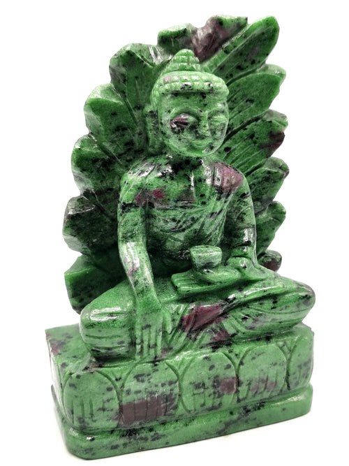 Ruby ziosite amazing hand carved Buddha - carving of serene and meditating Lord Buddha - crystal/reiki/chakra - 6 inch and 1.13 kg (2.49 lb)