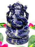 Lapis Lazuli amazing Handmade Carving of Ganesh - Lord Ganesha Idol |Sculpture in Crystals/Gemstones - Reiki/Chakra/Healing - 7 inches and 2.19 kg
