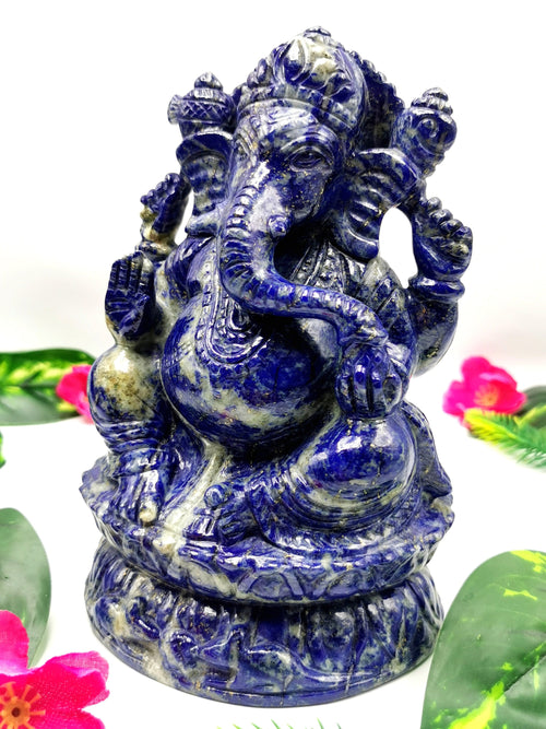 Lapis Lazuli amazing Handmade Carving of Ganesh - Lord Ganesha Idol |Sculpture in Crystals/Gemstones - Reiki/Chakra/Healing - 7 inches and 2.19 kg