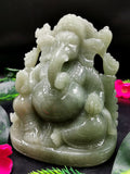 Gemstone Green Aventurine Carving of Ganesh - Lord Ganesha Idol in Crystals/Gemstone - Reiki/Chakra/Healing/Energy - 5 in and 1.67 kg (3.67 lb)
