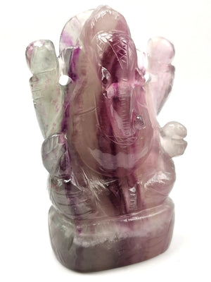 Gemstone Multicolor Fluorite Handmade Carving of Ganesh - Lord Ganesha Idol/Murti in Crystals and Gemstones -Reiki/Chakra/Healing - 4 in and 500 gm