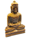Crystal Tiger Eye Buddha - handmade carving of serene and meditating Lord Buddha - crystal/reiki/healing - 5.5 inches and 380 gms (0.84 lb)