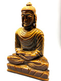 Crystal Tiger Eye Buddha - handmade carving of serene and meditating Lord Buddha - crystal/reiki/healing - 5.5 inches and 380 gms (0.84 lb)