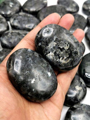 Natural Larvikite gemstone palmstones - ONE PIECE ONLY - crystal/chakra/reiki/healing - 95 gms weight