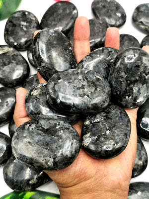 Natural Larvikite gemstone palmstones - ONE PIECE ONLY - crystal/chakra/reiki/healing - 95 gms weight
