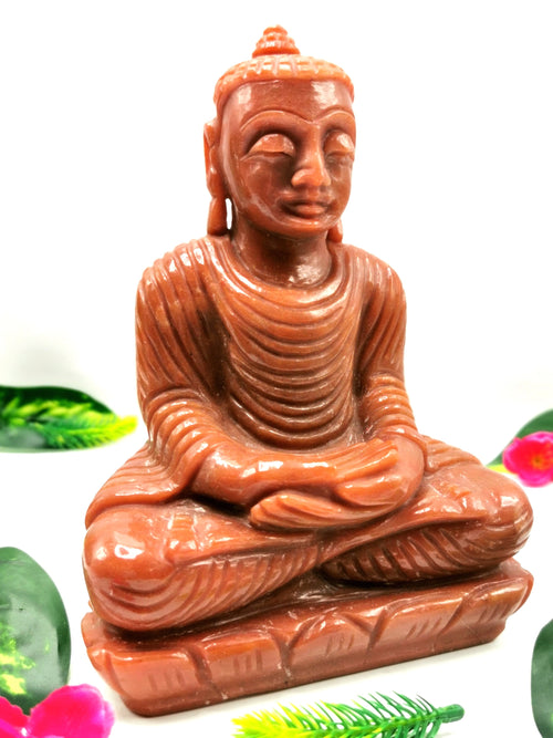 Gemstone Red Jasper hand carved Buddha - carving of serene and meditating Lord Buddha - crystal/reiki/chakra - 7.1 inch and 1.93 kg (4.25 lb)