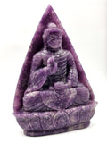 LepidoliteCrystal Buddha - handmade carving of serene and meditating Lord Buddha - crystal home decor - 6.5 inches and 0.95 kg (2.09 lb)