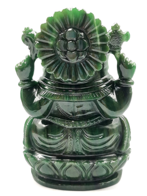 Columbian Jade gemstone Handmade Carving of Ganesh - Lord Ganesha Idol in Crystals and Gemstones - Reiki/Chakra - 6 inch and 1.27 kgs (2.79 lb)