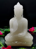 White Quartz Crystal hand carved Buddha - carving of serene and meditating Lord Buddha - crystal/reiki/chakra - 8.5 inch and 1.70 kg (3.74 lb)