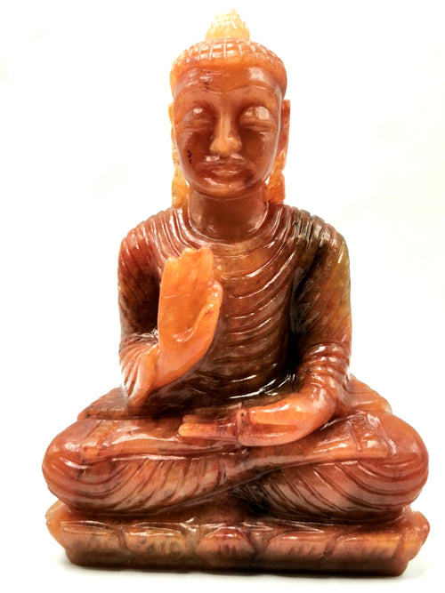 Orange aventurine Crystal hand carved Buddha - carving of serene and meditating Lord Buddha - crystal/reiki/chakra - 8 inch and 1.76 kg (3.87 lb)