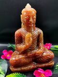 Orange aventurine Crystal hand carved Buddha - carving of serene and meditating Lord Buddha - crystal/reiki/chakra - 8 inch and 1.76 kg (3.87 lb)