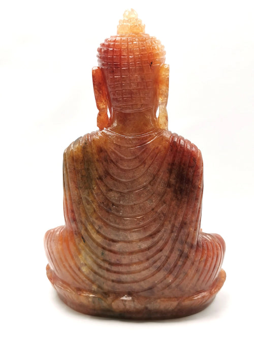 Orange aventurine Crystal hand carved Buddha - carving of serene and meditating Lord Buddha - crystal/reiki/chakra - 8 inch and 1.76 kg (3.87 lb)