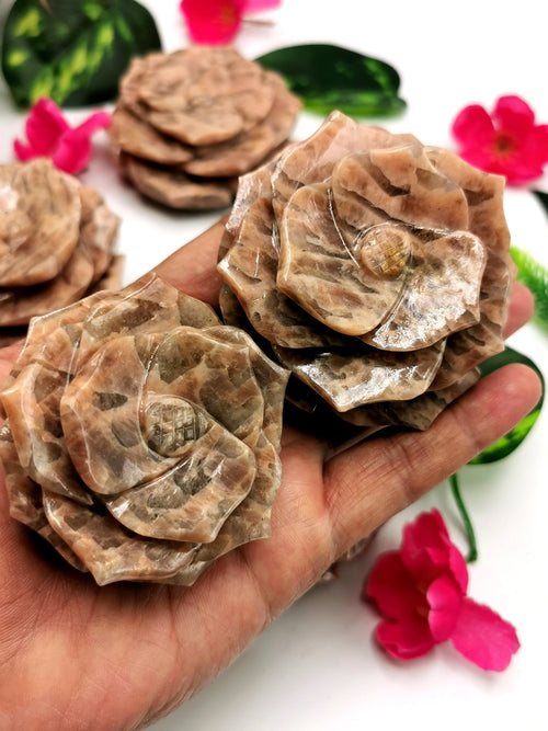 Zebra jasper hand carved rose flower carvings - crystal/gemstone/reiki/chakra/healing - ONE PIECE ONLY - 3 inches and 260 gms (0.57 lb)
