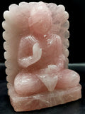 Rose Quartz Crystal Buddha with back arch - handmade carving of serene and meditating Lord Buddha - crystal/reiki/chakra - 8 in and 3.32 kg (7.3 lb)