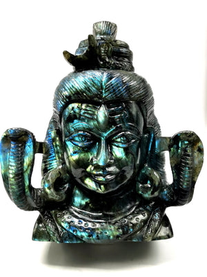 Large gemstone Shiva Handmade in Labradorite Carving - Lord Shivshankar in crystals and gemstones | Reiki/Chakra/Healing/Energy - 8 inches and 3.1 kg