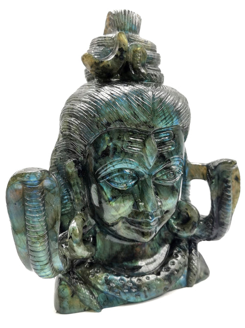 Large gemstone Shiva Handmade in Labradorite Carving - Lord Shivshankar in crystals and gemstones | Reiki/Chakra/Healing/Energy - 8 inches and 3.1 kg