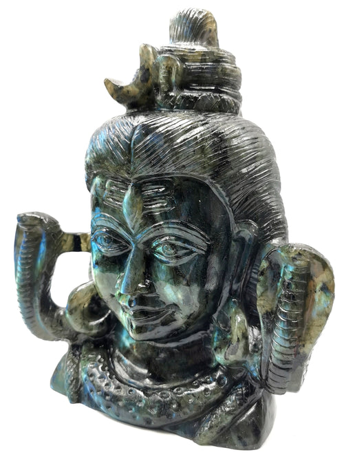 Large gemstone Shiva Handmade in Labradorite Carving - Lord Shivshankar in crystals and gemstones | Reiki/Chakra/Healing/Energy - 8 inches and 3.1 kg