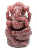 Strawberry Quartz Gemstone Handmade Carving of Ganesh - Lord Ganesha Idol in Crystals and Gemstones - Reiki/Chakra - 8.5 inch and 3.69 kg (8.12 lb)