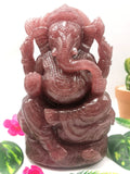 Strawberry Quartz Gemstone Handmade Carving of Ganesh - Lord Ganesha Idol in Crystals and Gemstones - Reiki/Chakra - 8.5 inch and 3.69 kg (8.12 lb)