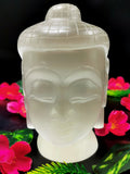 Selenite Buddha Face/Head - handmade carving of serene face of Lord Buddha - crystal/reiki/healing - 6 inches and 1.62 kg (3.56 lb)