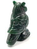 Hand carved owl carving in natural dark green aventurine stone - reiki/chakra/healing/crystal - 4 inches and 440gm (0.97 lb)