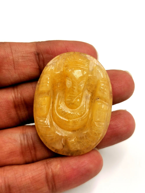Gemstone Ganesh miniature carving set for pendant in various stones - gemstone/crystal jewelry | Reiki/Chakra/Healing with crystals - ONE LOT OF 7