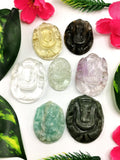 Ganesh gemstone miniature carving set for pendant in various stones - gemstone/crystal jewelry | Reiki/Chakra/Healing with crystals - ONE LOT OF 7
