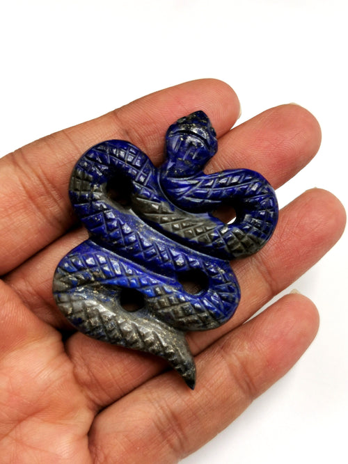 Slithering snake miniature carving in lapis lazuli stone - crystal healing / chakra / reiki / energy - 2 inches and 60 gms - ONE PIECE ONLY