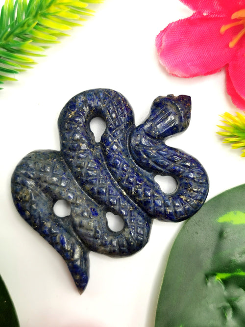 Slithering snake miniature carving in lapis lazuli stone - crystal healing / chakra / reiki / energy - 2 inches and 60 gms - ONE PIECE ONLY