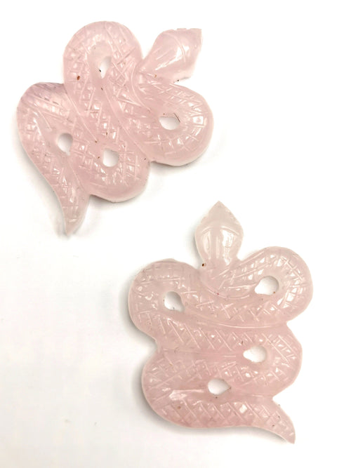 Slithering snake miniature carving in rose quartz stone - crystal healing / chakra / reiki / energy - 2 inches and 52 gms - ONE PIECE ONLY