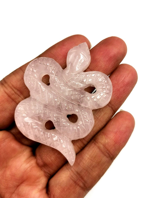 Slithering snake miniature carving in rose quartz stone - crystal healing / chakra / reiki / energy - 2 inches and 52 gms - ONE PIECE ONLY