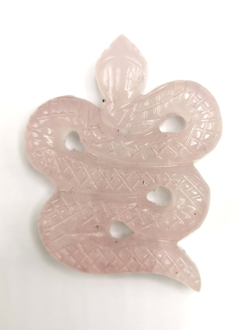 Slithering snake miniature carving in rose quartz stone - crystal healing / chakra / reiki / energy - 2 inches and 52 gms - ONE PIECE ONLY