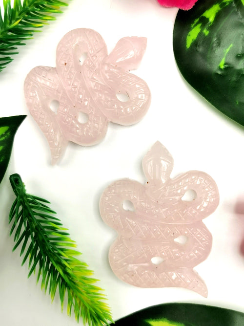 Slithering snake miniature carving in rose quartz stone - crystal healing / chakra / reiki / energy - 2 inches and 52 gms - ONE PIECE ONLY