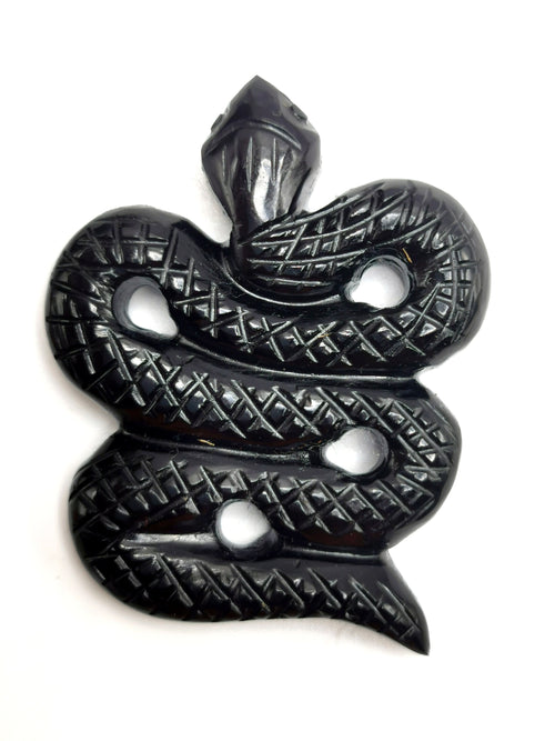 Slithering snake miniature carving in black obsidian stone - crystal healing / chakra / reiki / energy - 2.5 inch and 47 gms- ONE PIECE ONLY