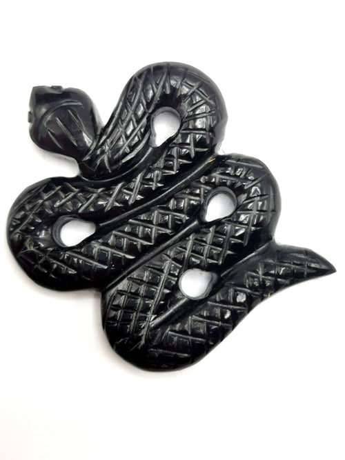 Slithering snake miniature carving in black obsidian stone - crystal healing / chakra / reiki / energy - 2.5 inch and 47 gms- ONE PIECE ONLY