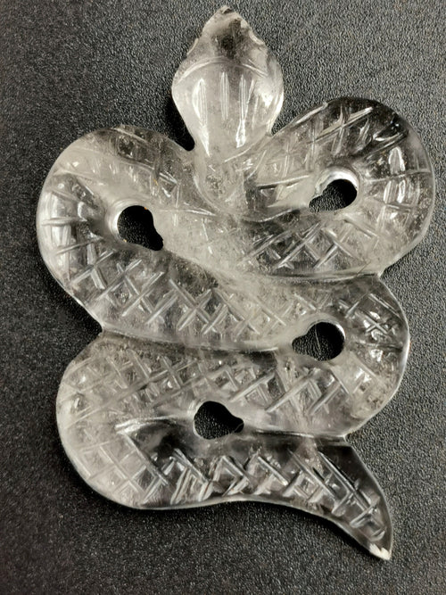 Slithering snake miniature carving in clear quartz stone - crystal healing / chakra / reiki - 2.5 inch and 58 gms (0.13 lb) - ONE PIECE ONLY