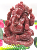 Rhodonite crystal Handmade Carving of Ganesh - Lord Ganesha Idol | Sculpture in Crystals/Gemstones - Reiki/Chakra/Healing - 4.2 inches and 800 gms