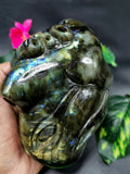 Natural Labradorite gemstone Anatomical Heart carving - Human Heart/Crystal Heart - reiki/chakra/healing/energy - 1.40 kgs and 5.2 inches