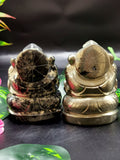 Pyrite gemstone Handmade Carving of Ganesh - Lord Ganesha Idol | Figurine in Crystals and Gemstones - 2.5 inches and 245 gms - ONE STATUE ONLY