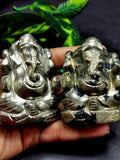 Gemstone Pyrite stone Handmade Carving of Ganesh - Lord Ganesha Idol | Figurine in Crystals and Gemstones - 2 inches and 200 gms - ONE STATUE ONLY